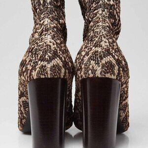 Yves Saint Laurent Vintage Beige Tessuto Pitone Stretch Nylon Boots Size 8/38.5